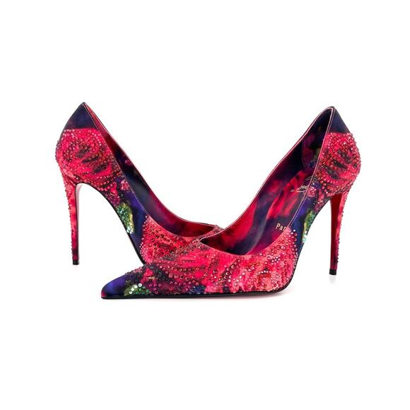 NIB Christian Louboutin Kate Max Roses Strass 100 Crystal Embellished Pumps 36.5 - Picture 3 of 8